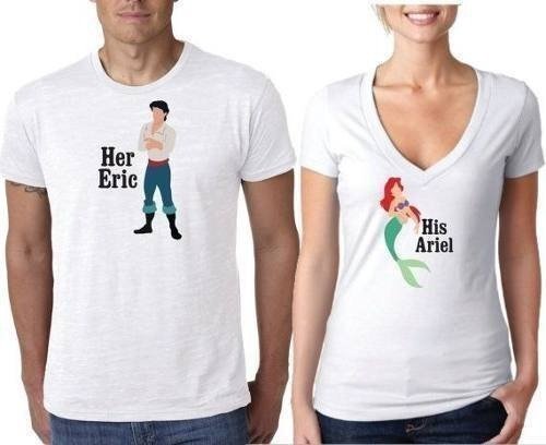 Dúo De Playeras Para Pareja La Sirenita Ariel Y Erick