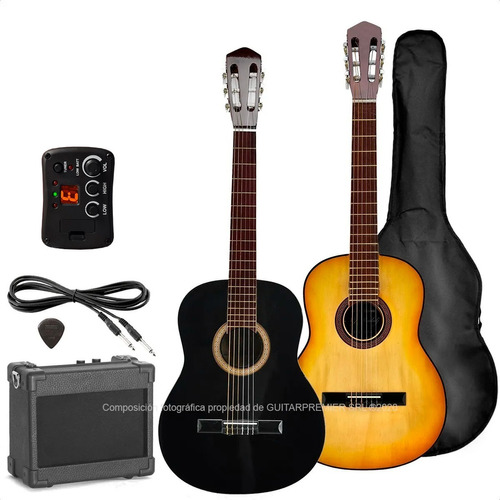 Guitarra Electrocriolla Zurdo Colores Ampli Funda Cable Pack