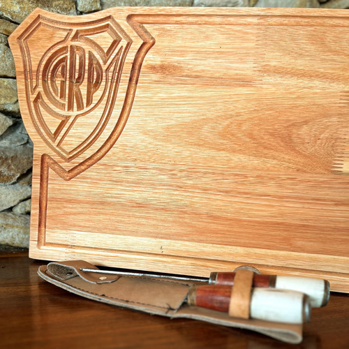 Tabla Asado De River Plate Grande + Kit Parrillero Picnic