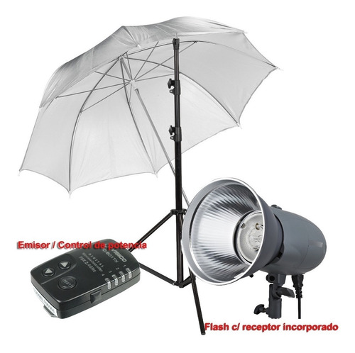 Imagen 2 de 10 de Kit Flash Estudio Vl 200w Visico Sombrilla Pie Emisor Remoto