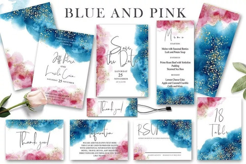 Invitaciones Editables Watercolor Boda Xv Psd Png Jpg