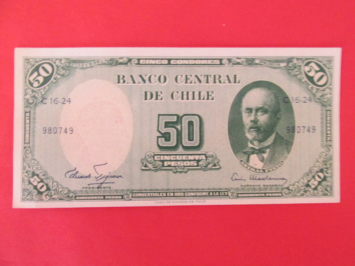 Billete Chile 50 Pesos Firmado Figueroa-mackenna  Año 1960