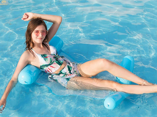 Imagen 4 de 10 de Colchón Inflable Piscina Reclinable Hamaca De Agua Flotante