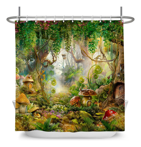 T Cortina De Ducha Leowefowa Fantasy Mush Enchanted Forest