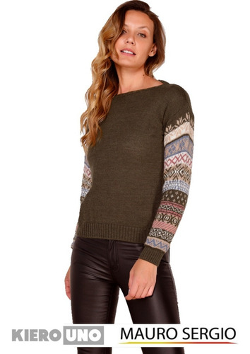 Imagen 2 de 6 de Sweater Mujer Cuello Bote Pullover De Lana Mauro Sergio 2023