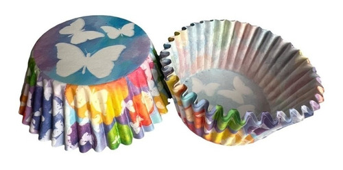 Pack 100 Capsula Para Hornear Capsulas Cupcakes Mariposa 7cm