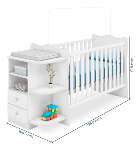 Jogo Quarto Infantil Berço Cômoda Guarda Roupa Colchão Qmovi