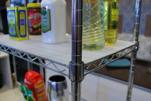 Imagem 3 de 6 de Estante Aço 5 Prateleiras Cromada Aramada 180 Cm C Rodizio