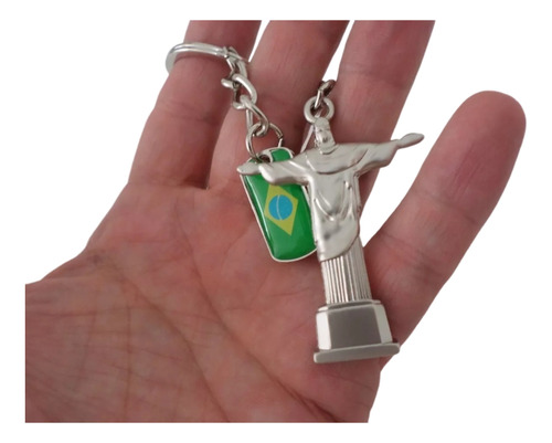 Chaveiro Brasil Cristo Com Bandeira