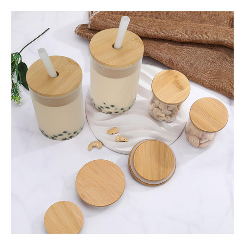 Jwdreamway 4 Pack Pack Bamboo Tapa Para La Boca Regular Jar