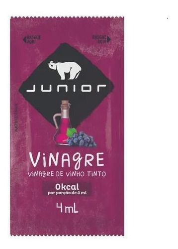 Vinagre De Vinho Tinto Junior 4ml Caixa Com 200 Sachês