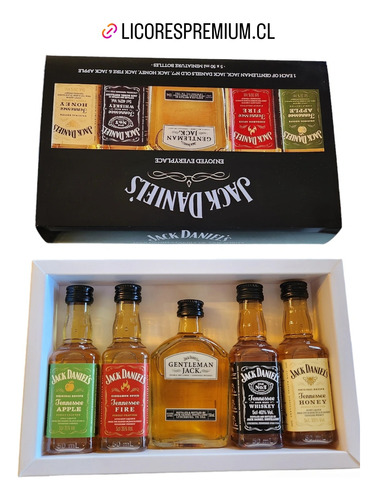 Pack De 5 Miniaturas Jack Daniels 50 Cc Originales 