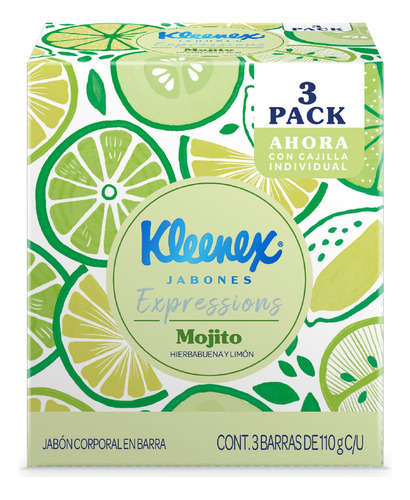 Jabón En Barra Kleenex Mojito - 3 Pack De 110g C/U