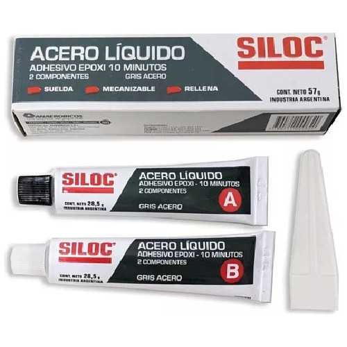 Siloc Acero Liquido Gris Adhesivo Epoxi 10 Minutos 57g