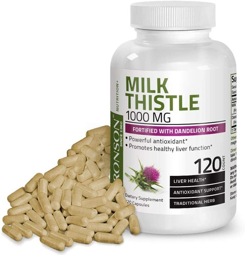 Milk Thistle 1000 Mg Bronson 120 Capsulas Sabor Neutro