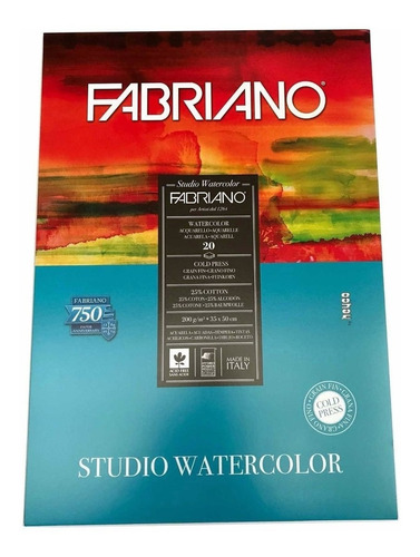 Fabriano Block Watercolor Studio 200g 35x50cm 20 Hojas Color Blanco