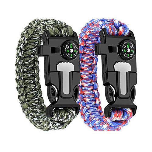 Pulsera De Supervivencia De Paracord Silbato Fuerte, Br...