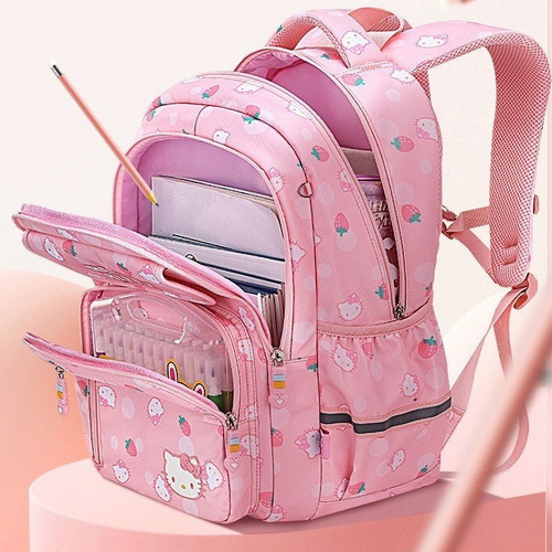 X Mochila Infantil Morada De Hello Kitty Fashion Con Dibujos A