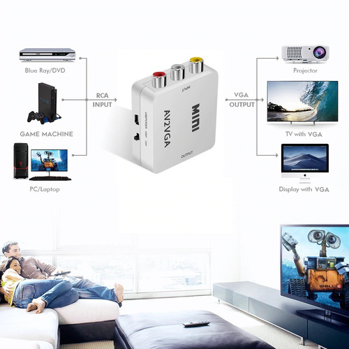 Imagen 5 de 5 de Mini Convertidor Rca A Vga Audio 3.5mm Playstation Monitor