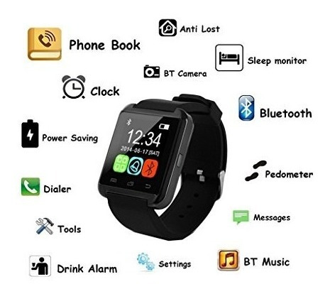 Imagen 2 de 6 de Reloj Inteligente Relee U8 Bluetooth P/iPhone Android Samsun