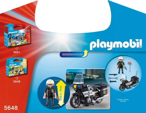 Imagen 6 de 10 de Playmobil 5648 Valija Maletin Policia Con Moto Mundo Manias