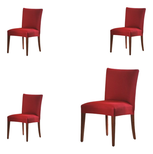 Conjunto 4 Capas Para Cadeira De Malha Lisa Vermelho