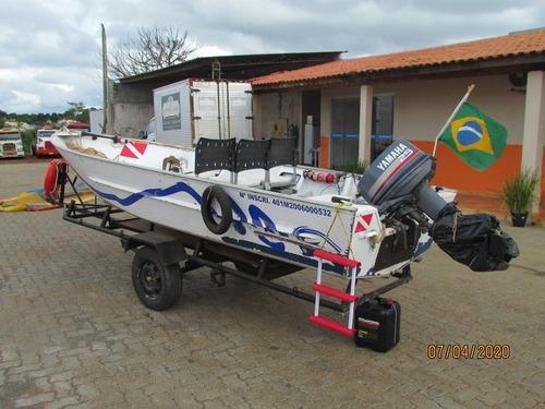 Barco - Motor Yamaha 25hp-carreta Documentada + Acessórios