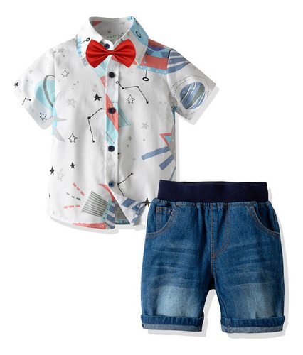 Traje De Caballero Para Niños, Camisa De Mezclilla, Pant [u]