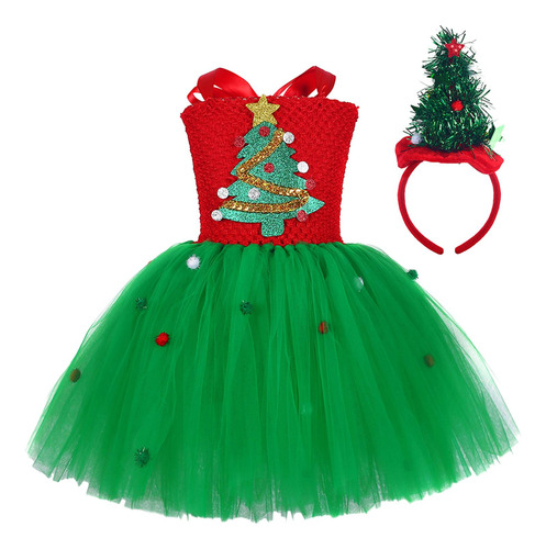 Disfraz De Árbol De Navidad Para Niñas, Vestido De Fiesta De