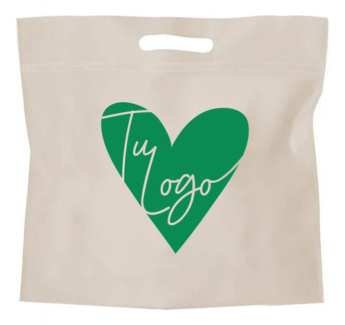 50 Eco Bolsa Con Logo Un  Color Ambas Caras 45x40x10 M/r