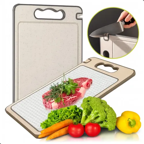 Tábua de Corte Higiênica Relimax Antiderrapante, de Inox, com Canaleta e Afiador para Carnes e Legumes