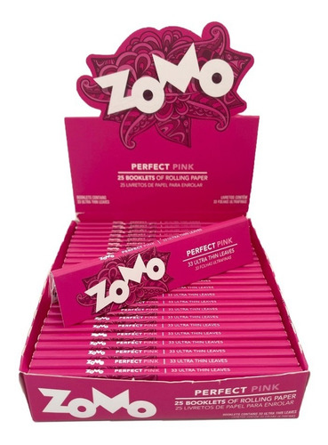 Imagem 3 de 6 de Caixa Seda Zomo Perfect Pink Rosa C/25 Livretos Atacado Smok