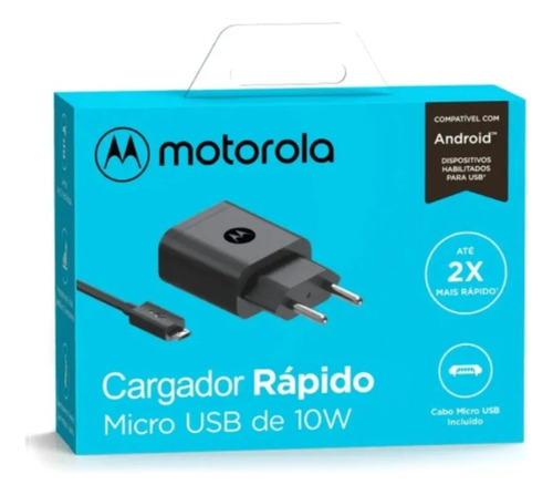 Cargador Motorola Original + Cable Micro Carga Rápida - 10w