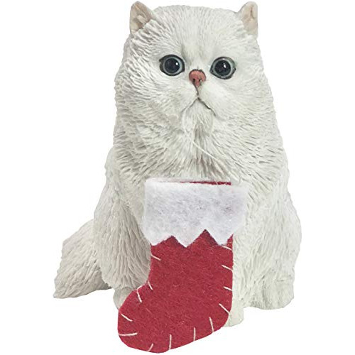 Gato Persa Blanco Adorno De Navidad Forma De Calcetín