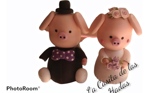 Novios Puerquitos Cerditos Pasta Flexible Cake Topper