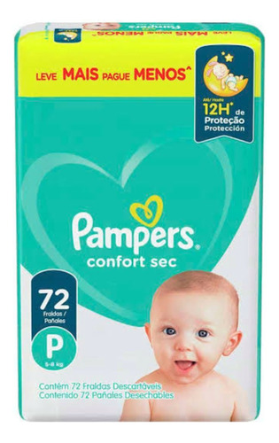 Fralda Pampers Confort Sec P 72 Unidades 