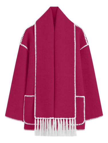 Jaqueta Feminina De Lã De Inverno Espessada E Folgada Tassel