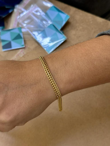 Pulseira Lacraia De Ouro 18k Feminina 5mm 3,90 Gramas Comprimento 19 cm Cor Amarelo Diâmetro 0.5 cm