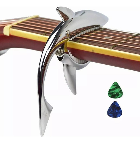 Cejilla De Guitarra Con Patrón De Tiburón De Acero Inoxidabl