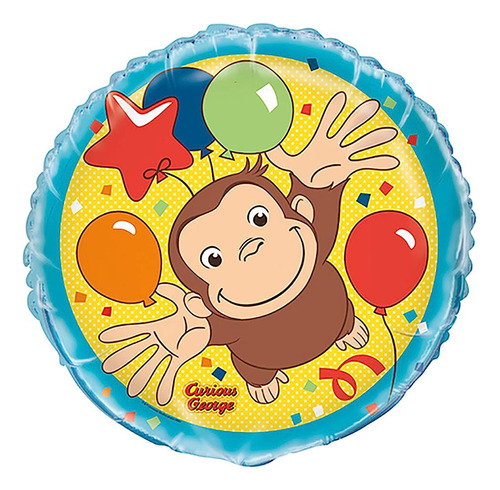 Único Curioso George Round Foil Balloon 18 , Multicolor