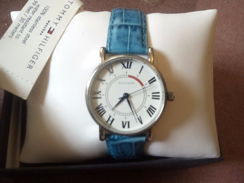 Reloj Tommy Hilfiger De Piel Azul Dama Estuche Y Documentaci