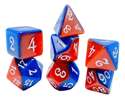 2 X 7x Dados De Juego De Varios Lados, Dados Rojo Azul