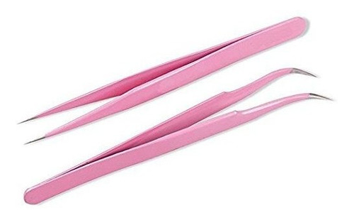 2 Pc Pink Pinzas De Acero Inoxidable Para Las Extension...