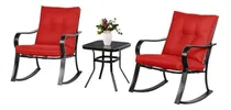 Comprar Juego De Patio 3 Piezas Con Sillas Mecedoras Y Mesa De Café 