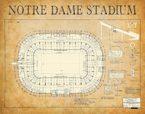 1929 Estadio De Notre Dame Indiana 11x14 Impresión De ...