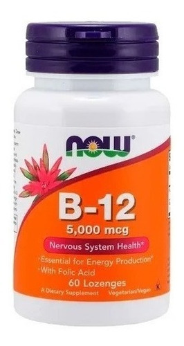 Vitamina B12 5000 Mcg + Acido Fólico 400mcg 60 Capsulas- Now