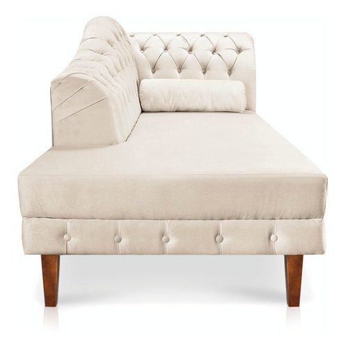 Divã Recamier Mônaco 165 Cm Suede Pés Chanfrado D'rossi Cor Bege