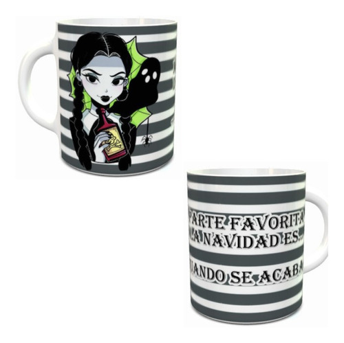 Taza De Ceramica Personalizada Caricatura Merlina Navidad