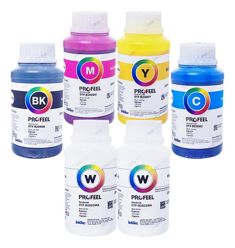 6 X250ml Tinta Dtf Inktec P/ Ep I3200 I1600 I800 Dx4 Dx5