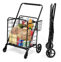 Comprar Carrito De Compras Plegable Doble Cesta Jumbo Carrito U...